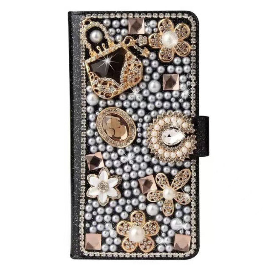 Étui en cuir pour téléphone Étui tout compris Strass