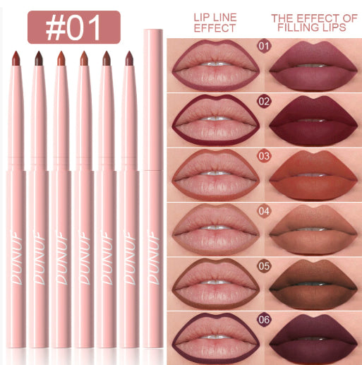 DUNUF 6-Piece Lip Liner Set facile à appliquer finition velours