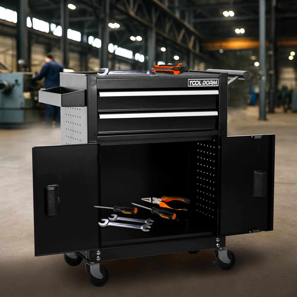 Uniquement pour la livraison sur waybill Cabinet à double porte avec deux tiroirs Panier d'outils TT202BK