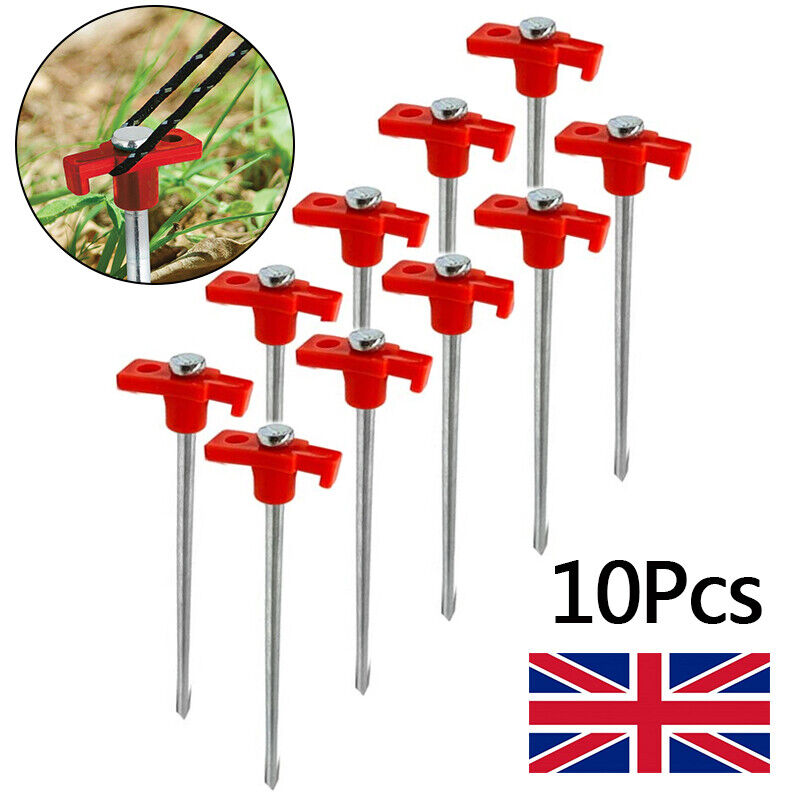 10Pcs Tente en acier galvanisé lourd Pèlerins en métal Camping Anchor de feuille de sol HS