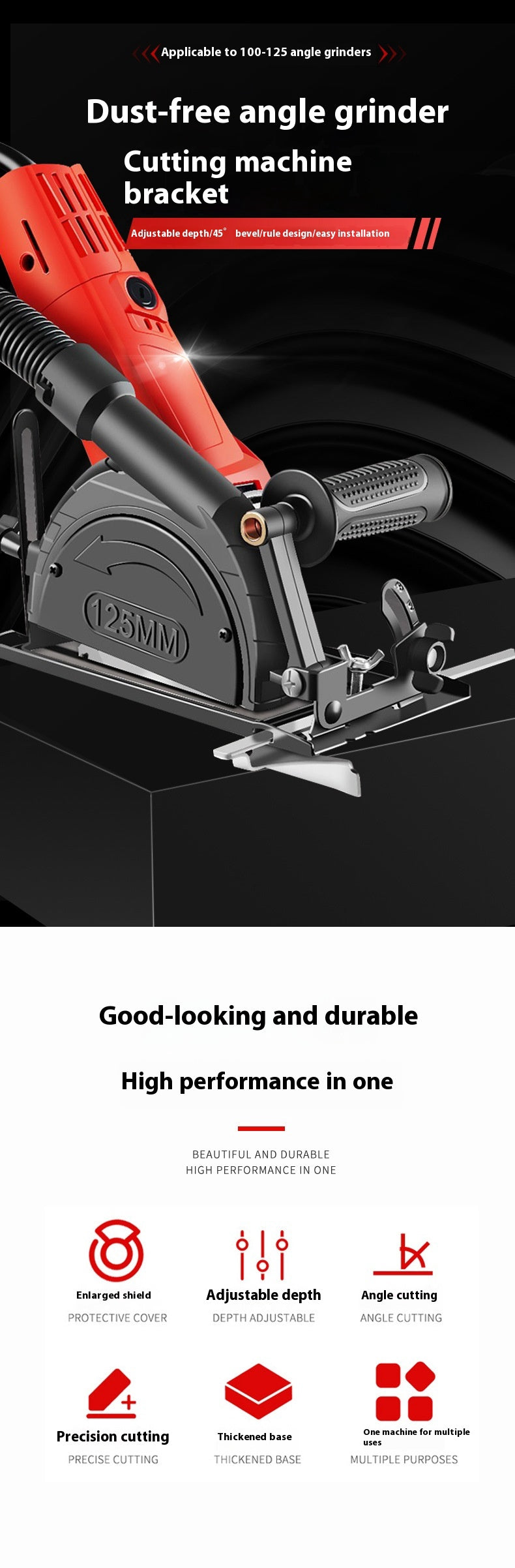 Manchon d'angle de huit générations d'usine Accessoires sans poussière Support multifonctionnel Méta