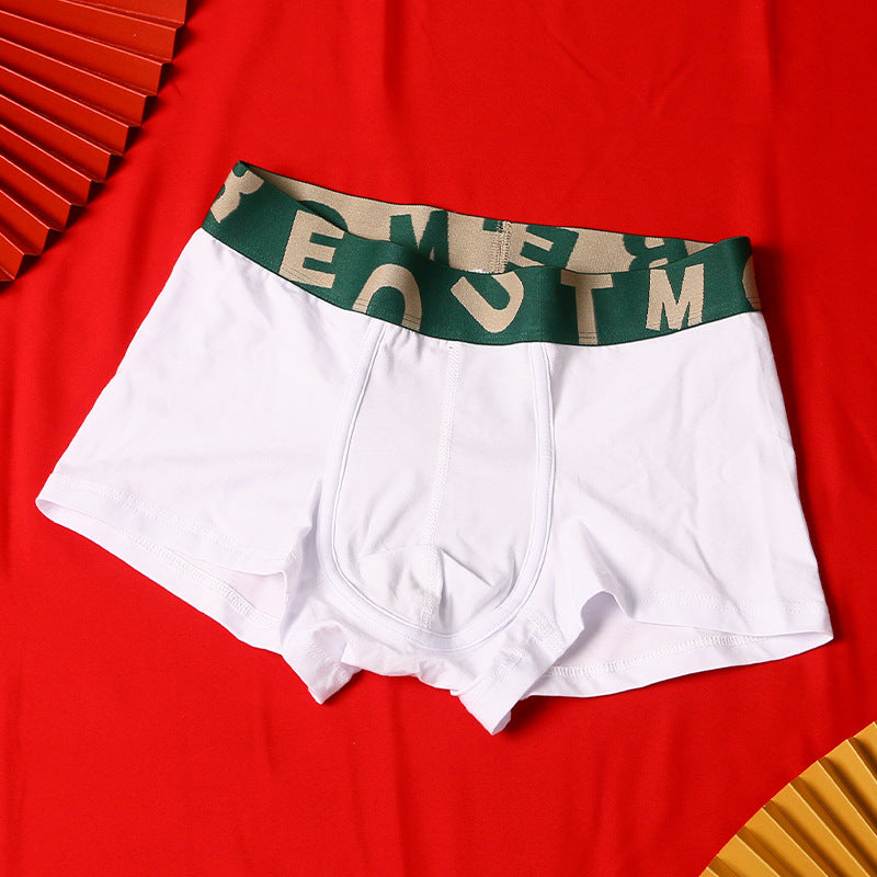 Sous-vêtements en coton purifiés pour hommes Festive Bright Red Mid-rise Boxers