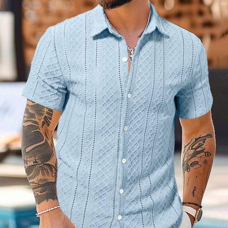 Chemise à manches à bouton occasionnel