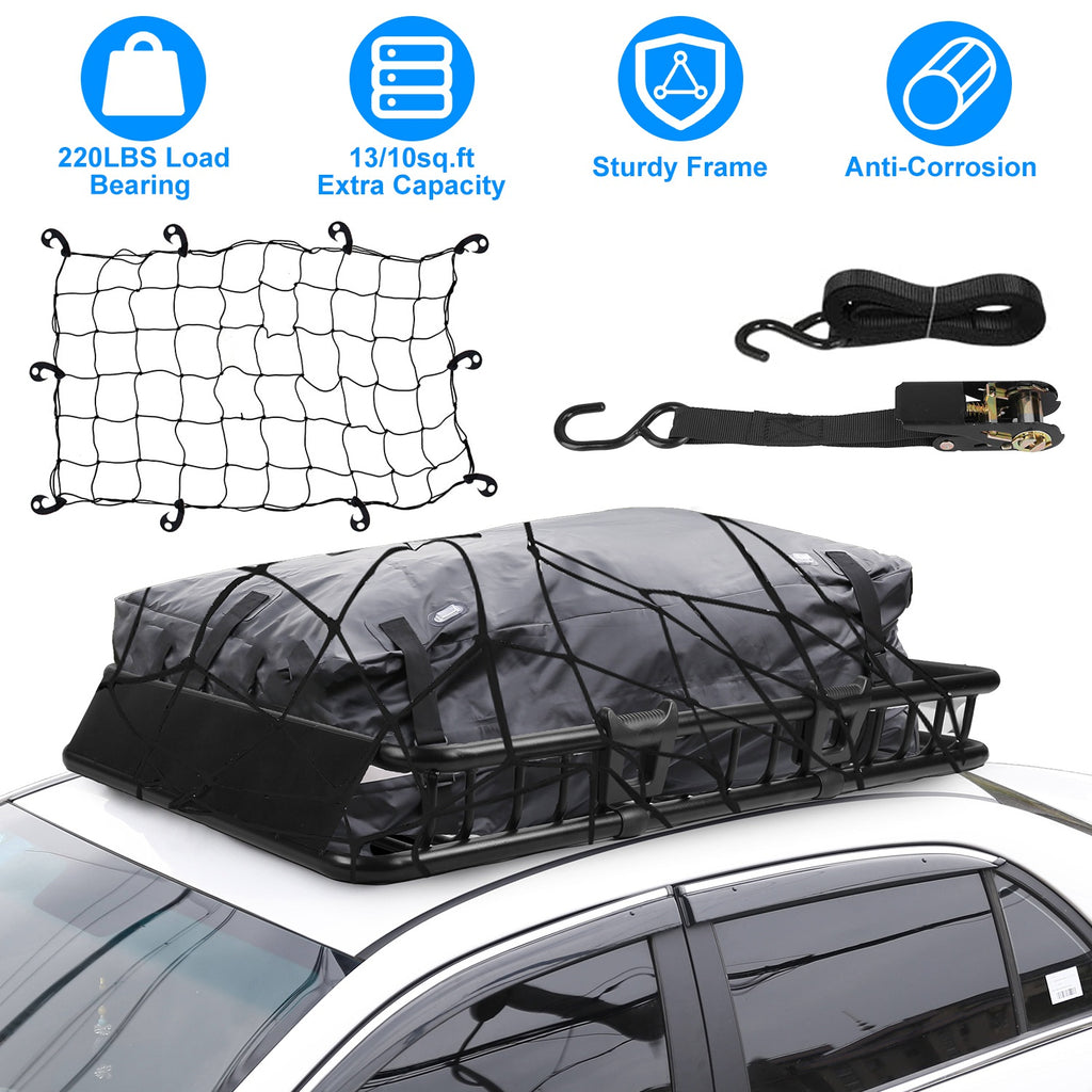 1Pc 63x39x6.3 dans le panier universel de porte-bagages de porte-bagages de porte-bagages avec crochet