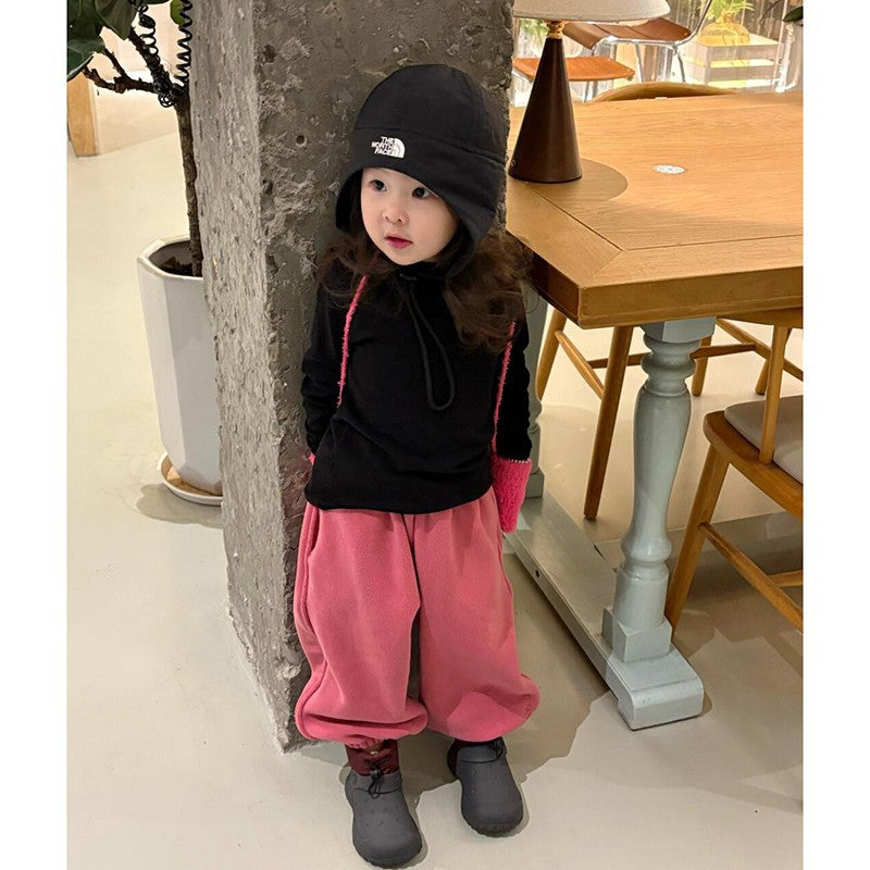 Girls Autumn and Winter Rose Red Sweatpants