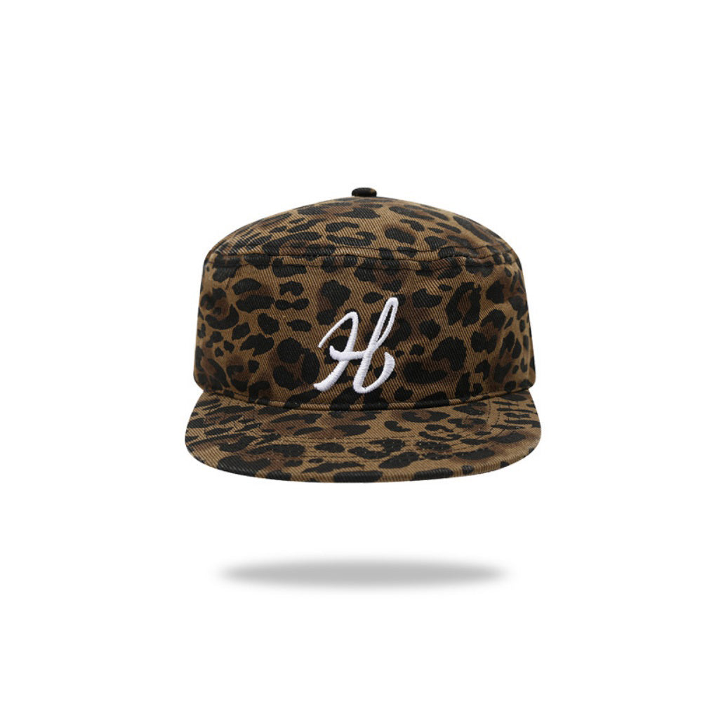 Les hommes et les femmes matching Leopard Print Brodé H-Style Flat Brim Vintage Cool Outdoo