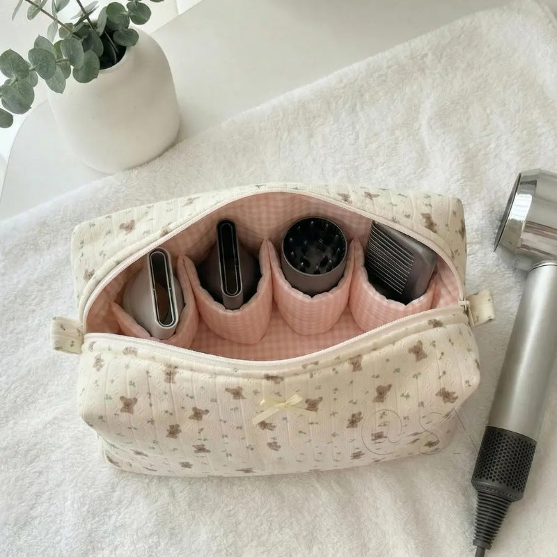 Sac de rangement en coton matelassé pour ours mignon compatible avec Airwrap Hair Styler