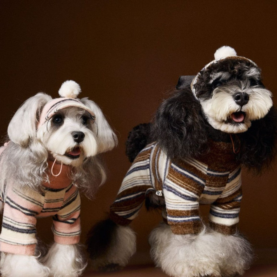 Accessoires pour animaux Chapeau de boule en fourrure rayée