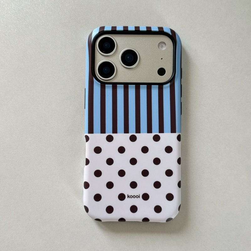 Cas de téléphone à point rayé Polka avec support et fixation magnétique