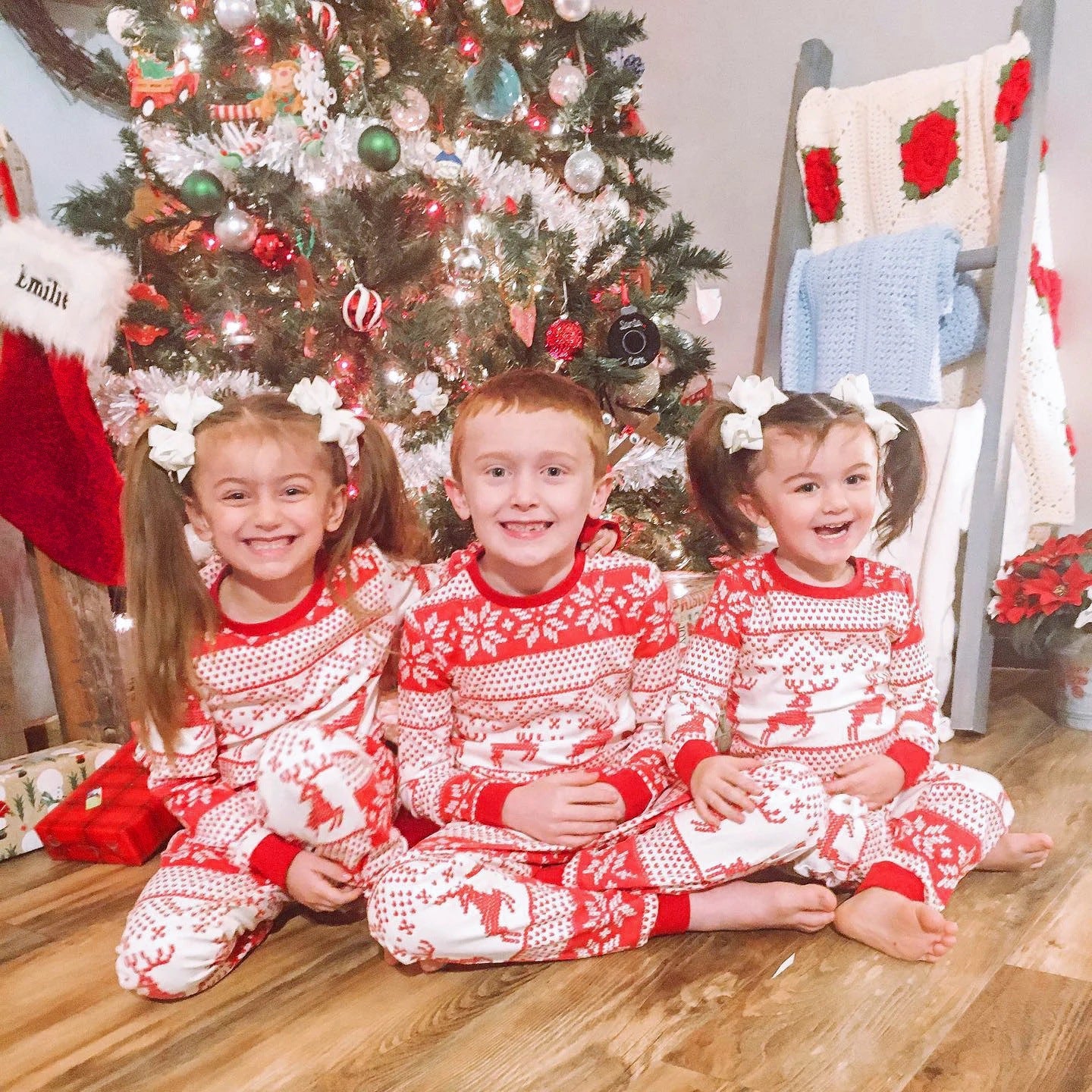 Noël Imprimé Parent-enfant Port de vêtements de maison Ensemble familial Pajamas