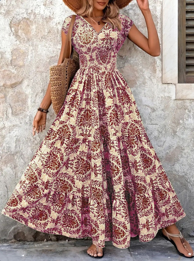 Robe Boho Maxi d'été Imprimé floral vintage