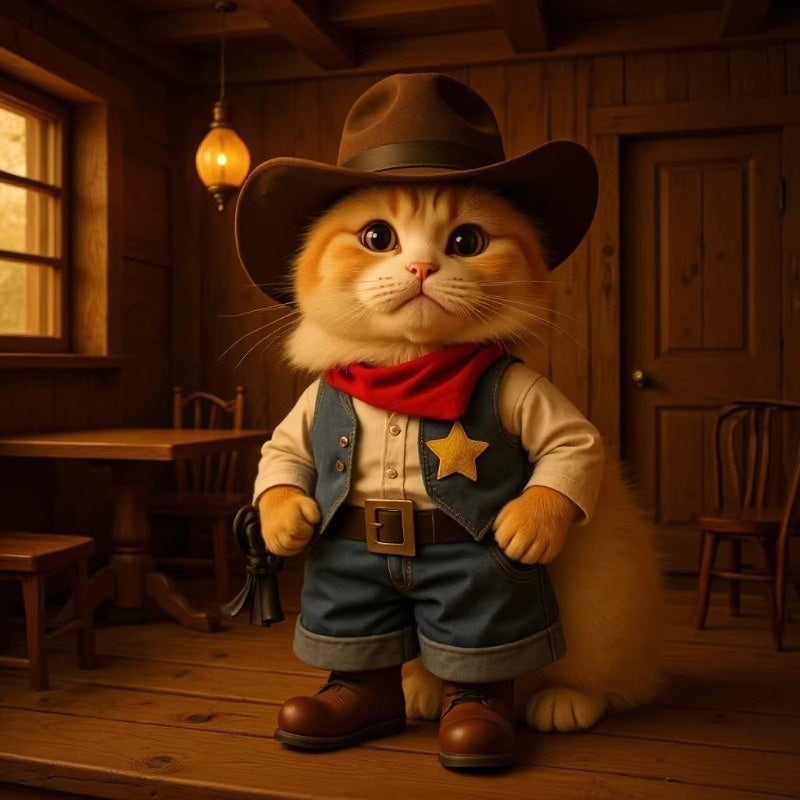Vêtements de chat Western Cowboy Funny Outfit