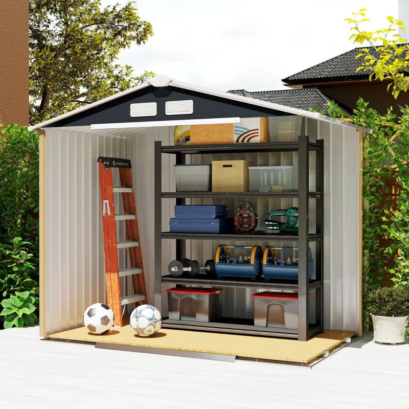 7'x4' Metal Outdoor Shed Organizer & Garden Storage avec 4 évents pour le flux d'air et 2 Easy Slide