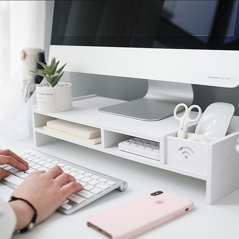 PC Moniteur d'ordinateur Stand Lifter Portable Stand En bois Bureau Rangement Rack