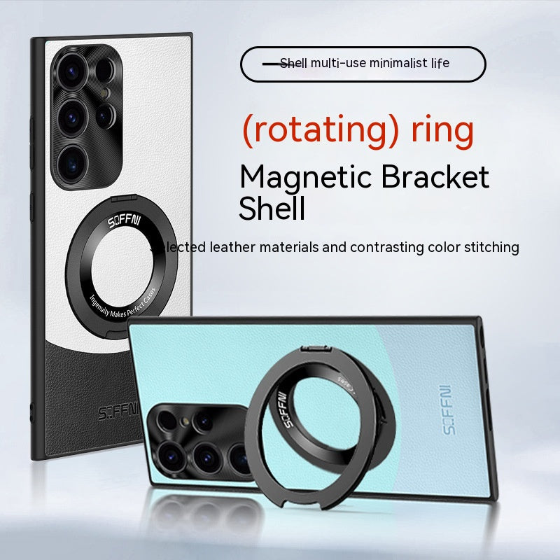 Applicable au boîtier de téléphone S23Ultra Couleur contrastante Bracket magnétique Anneau résistant à la chute Nouveau