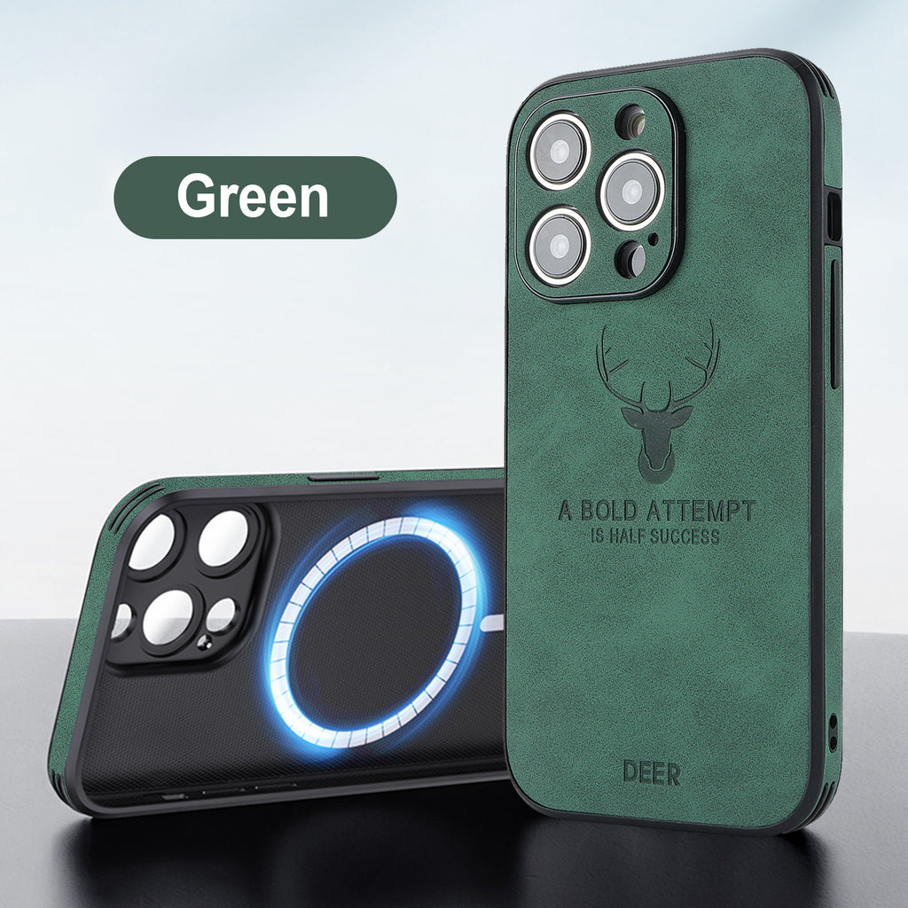 Coque de téléphone Tête de cerf intégrée magnétique résistant à la chute Couverture de protection