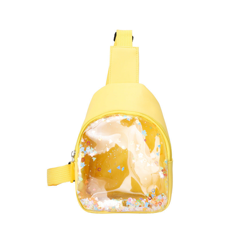 Solid Color PU cuir de poitrine pour enfants Quicksand léger tendance pour les enfants
