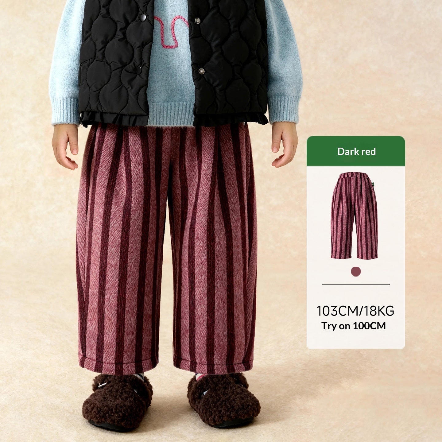 Pantalons rayés pour enfants Pantalons polyvalents et chauds