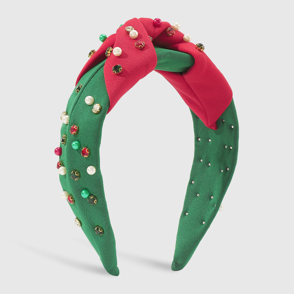Noël Diamant à large bord Perle Contraste Couleur Knotted Light Luxury Festival Headban