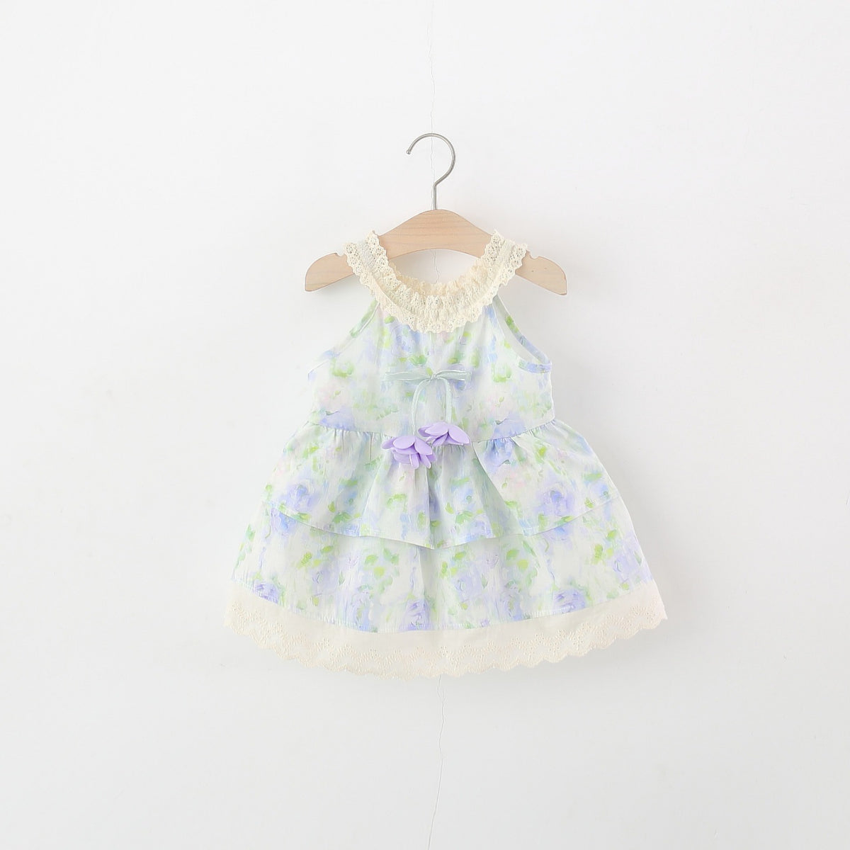 Enfants Filles Dentelle Florale Tulip Robe princesse col haltère