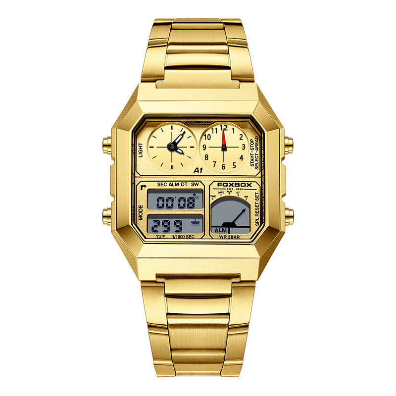 Double affichage Multifonctionnel réveil étanche Montre chronographe sport lumineux