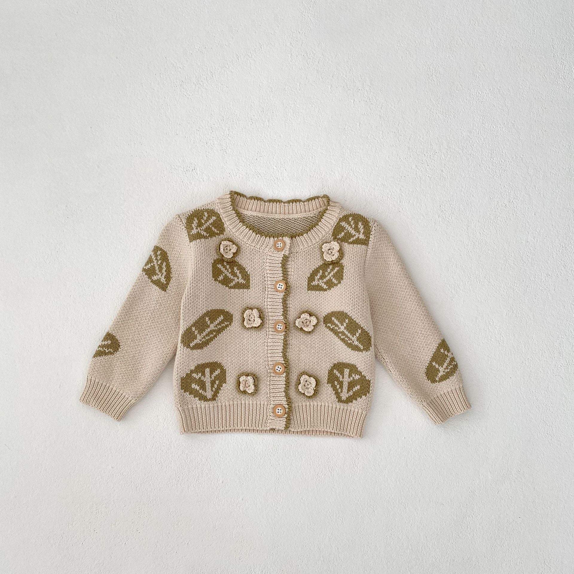 Ensemble de deux pièces de sweater pour enfants Leaf Jacquard