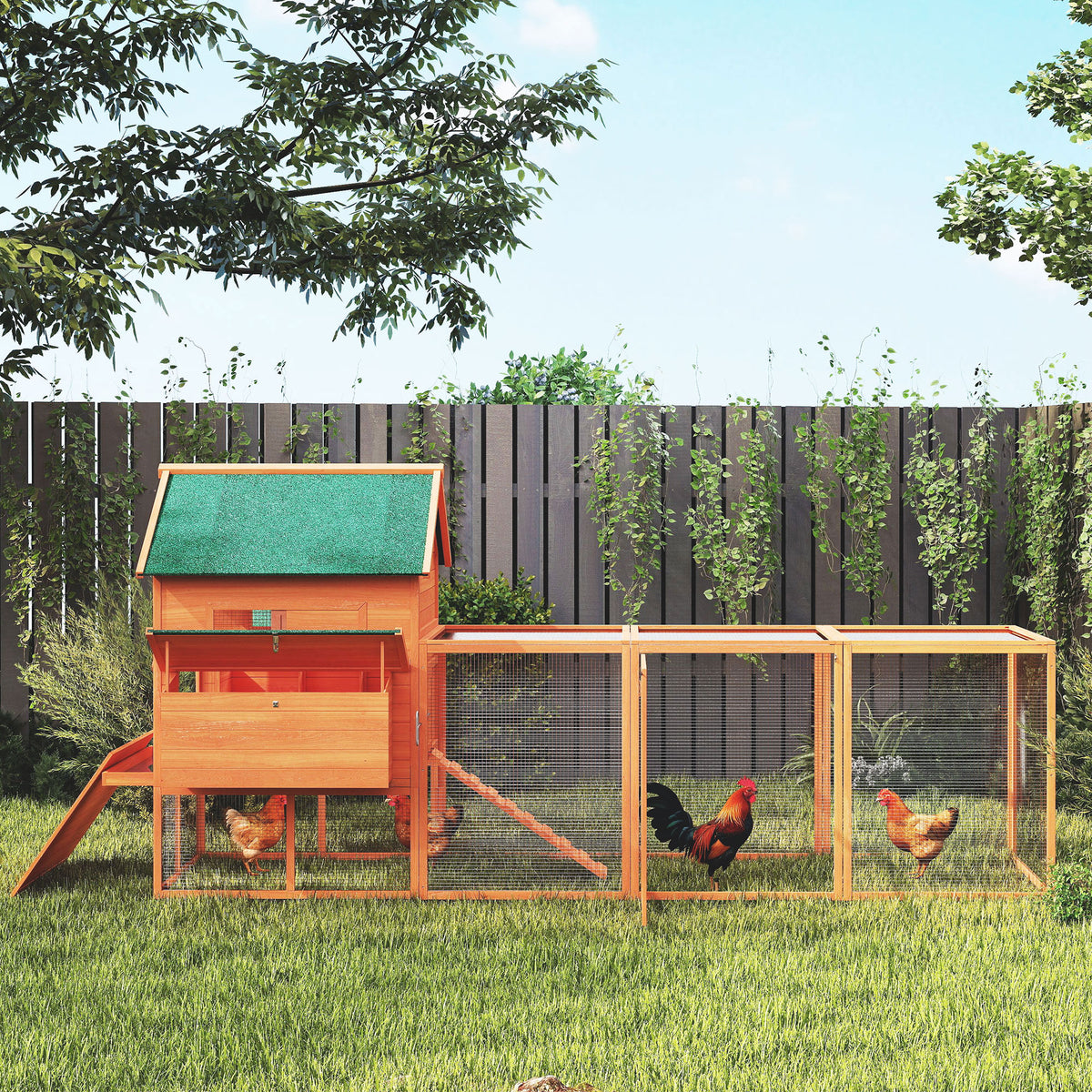 Coop de poulet en bois de 137 po pour 4-6 poulets