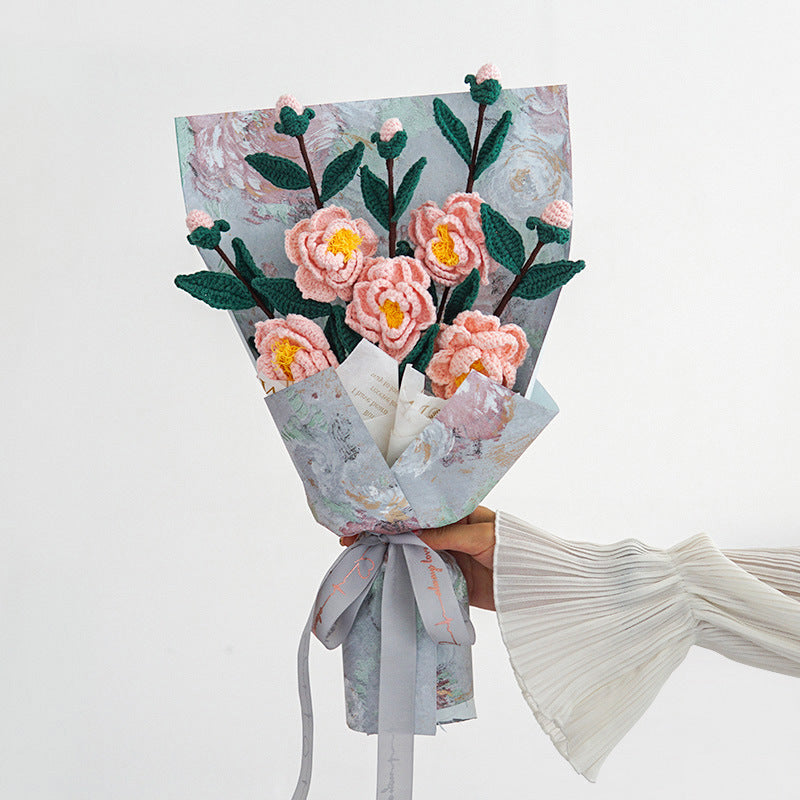 Fleurs artificielles tricotées Bouquet de simulation New-Style de Camellias