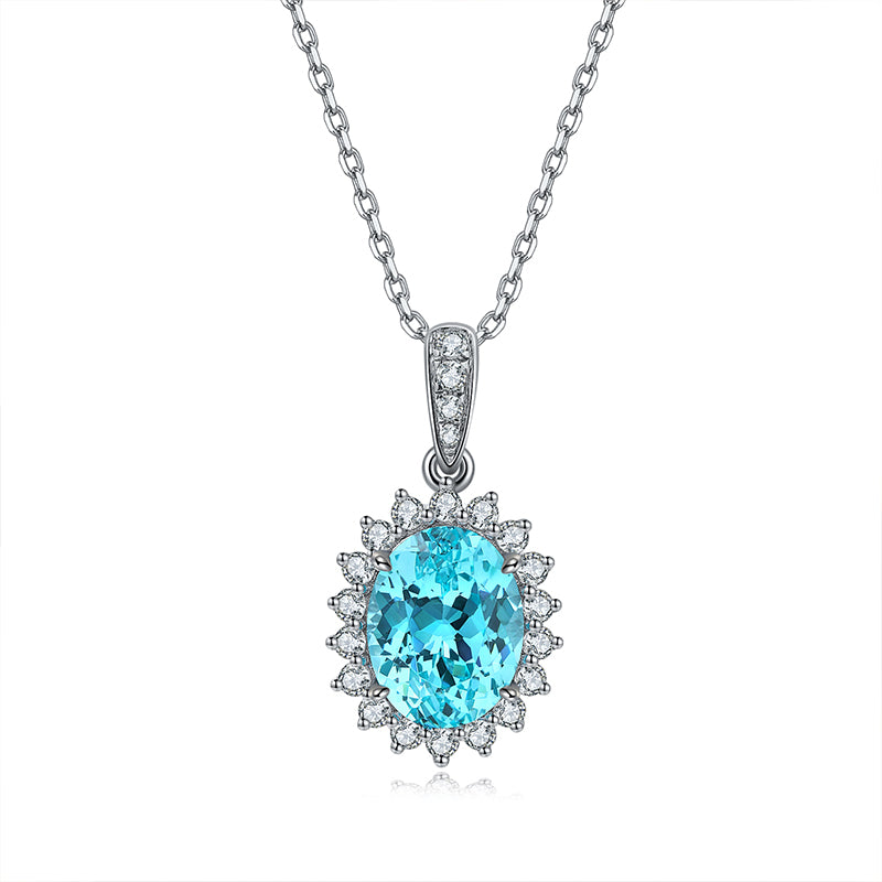 S925 Collier de pierre gemme en argent 2.4g créé par le laboratoire
