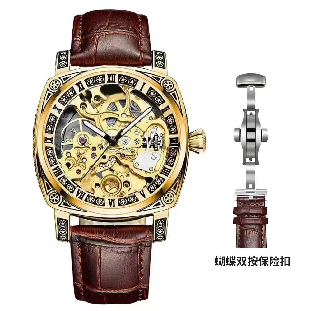 Relief-coupée Montre mécanique entièrement automatique pour hommes