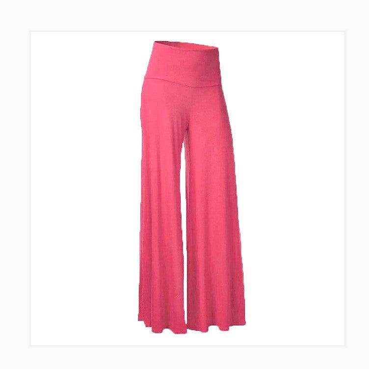 Pantoufles en soie de glace drapées à large leg Plus taille Yoga Long Pantalons Fitness Style