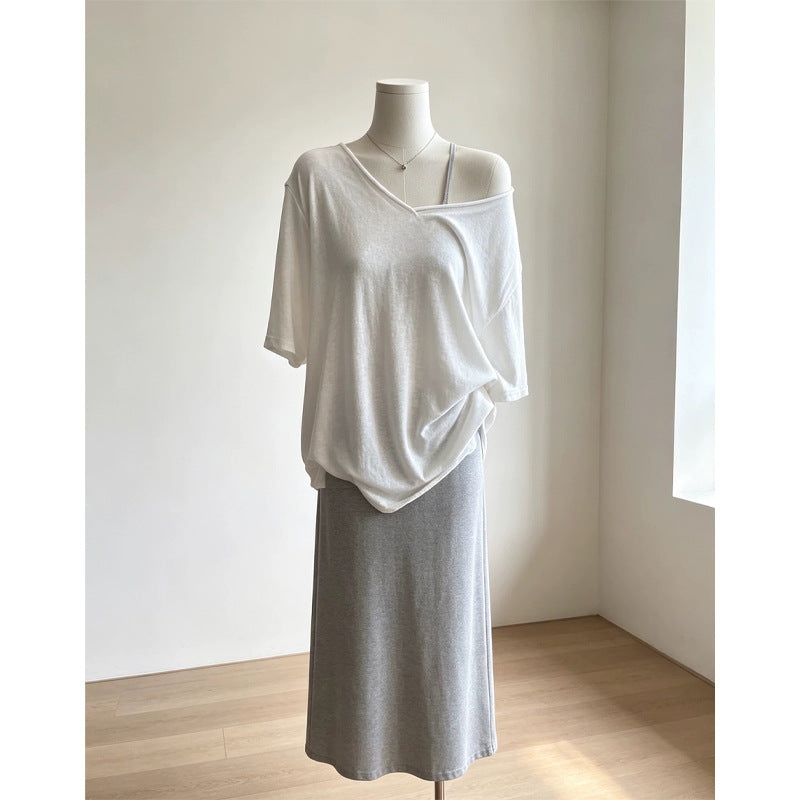 T-shirt respirant col V manches courtes pour femmes
