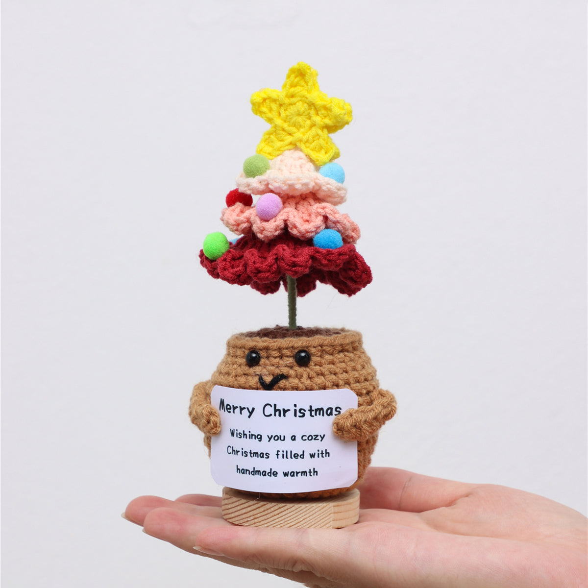 Crochet fait main arbre de Noël ornements de fleurs en pot combiné