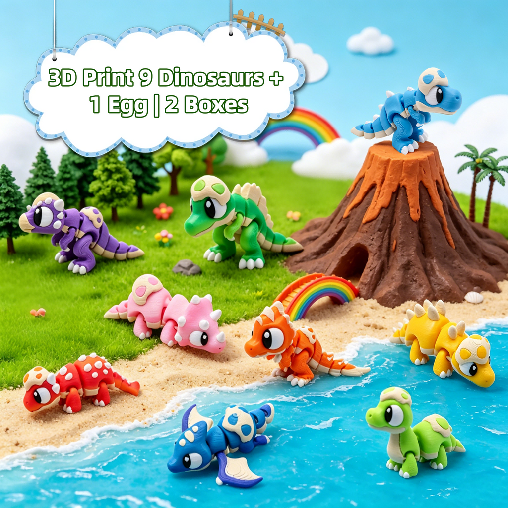 9PCS 3D imprimé Dinosaure Figures 1 Ensemble d'oeufs dinosaure