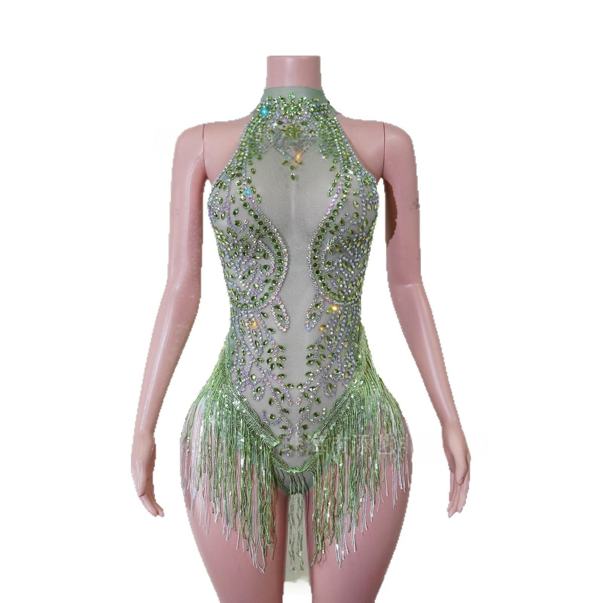 Body-suit en Strass Vert
