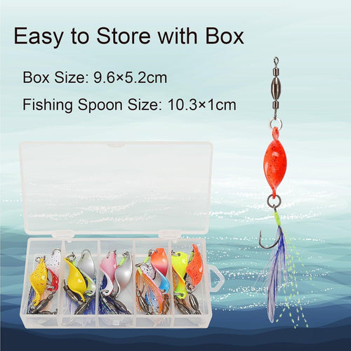 10 Spiral Sequin Fishing Hooks with Blue and Orange Sequins for Fishing Accessories