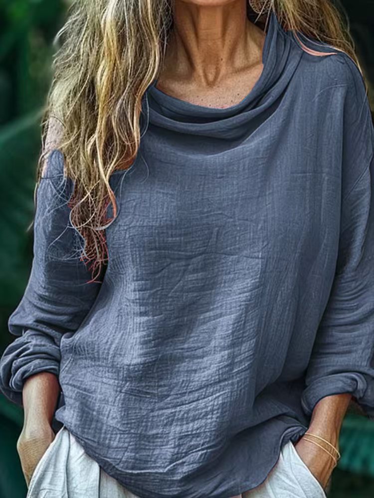 European and American Spring Women's Casual Loose Fashion Long Sleeved Solid Color Pile Co