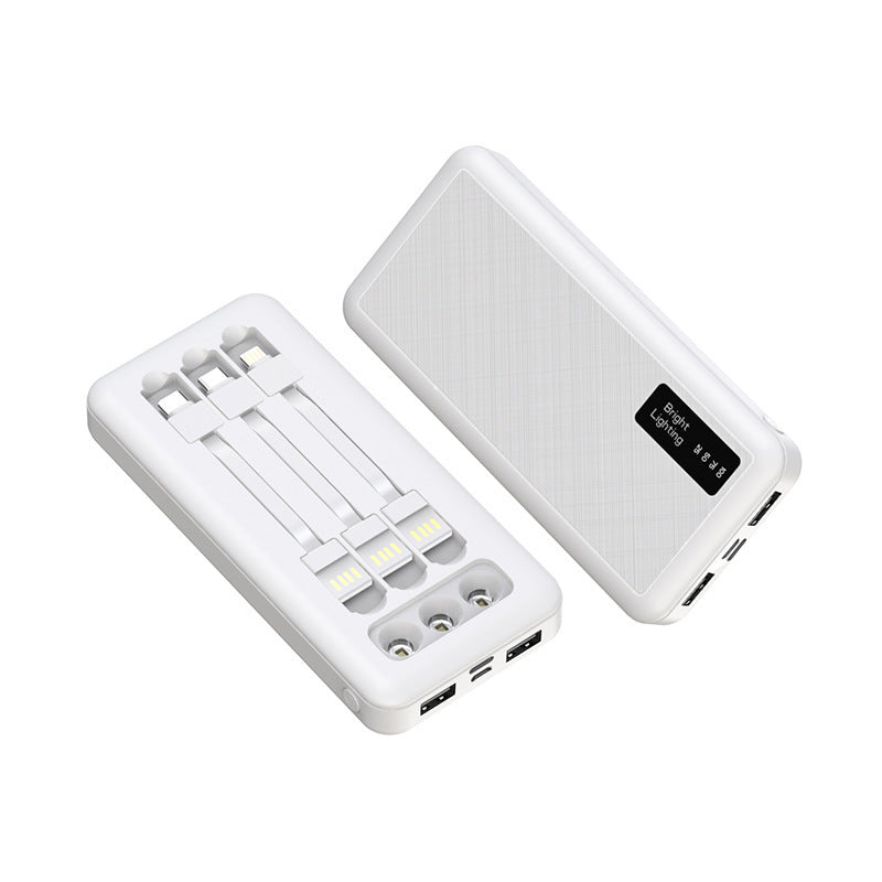 Power Bank with Removable Cable Light Display Large Capacity Fast Charging