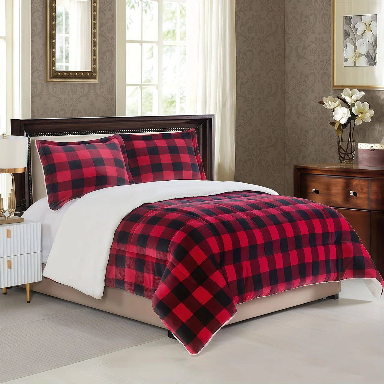 Cozy Sherpa Fleece Buffalo Plaid Blanket