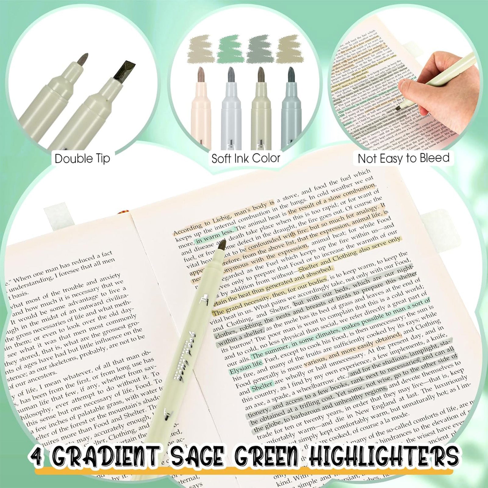 Set de bureau vert – organisateur portable avec 330 notes collantes
