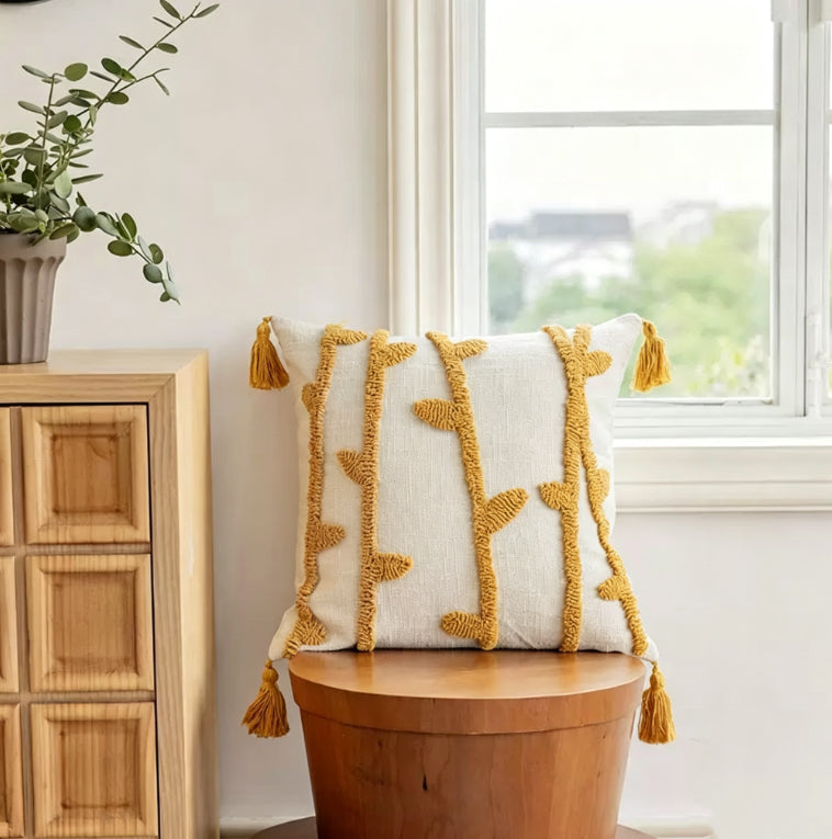 Coussin géométrique Tufted modèle salle boucle-pile Couverture d'oreiller