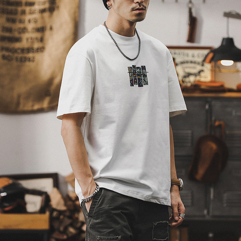 T-shirt vintage homme style américain T-shirt à manches courtes