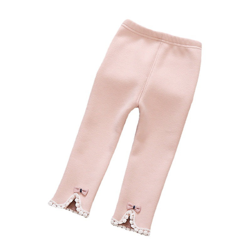 Pantalon à couche unique en hiver épais doublé de polaire pour filles