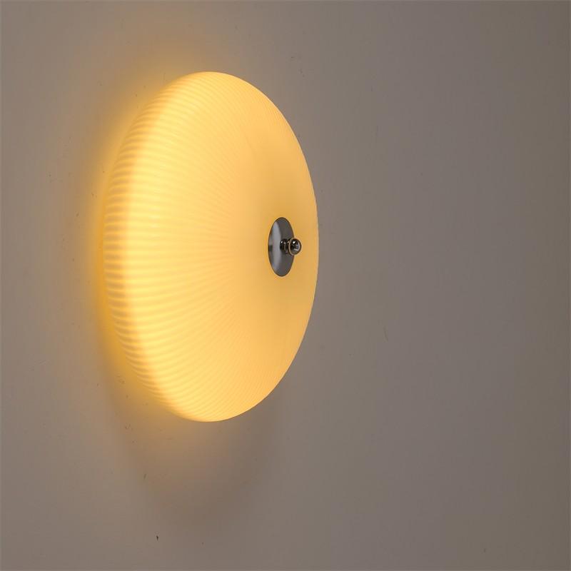 Creamy Style pain pendentif lampe Mid Century ronde rayée salon luminaire