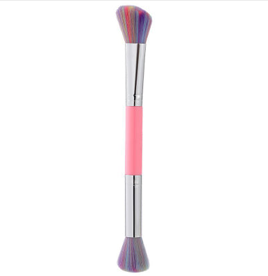 Brosse de maquillage à double tête Poudre molle Blush Highlight Fibre cheveux doux