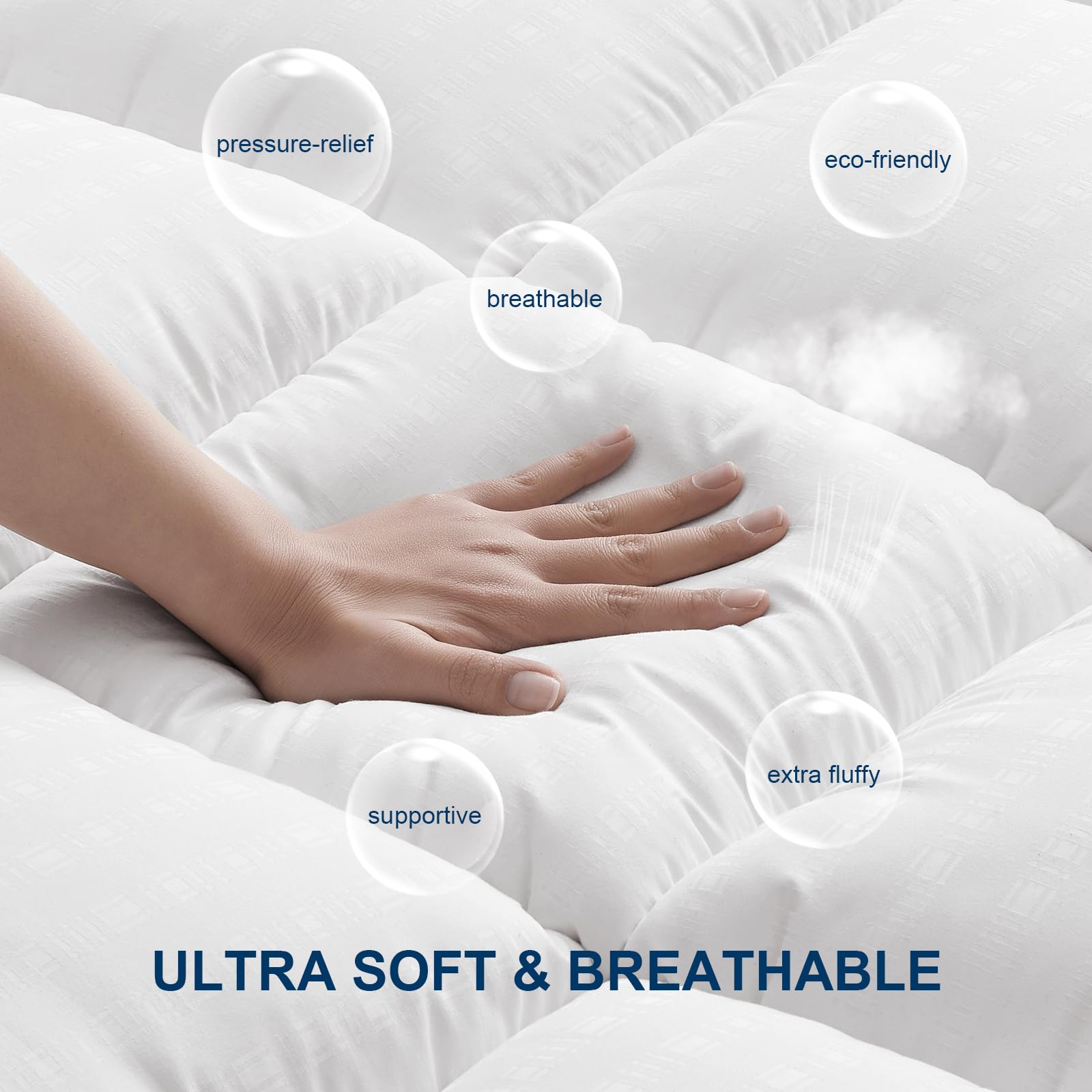 Solution de sommeil Topper matelas ultra doux taille Reine - Rayon dérivé de l'oreiller en bambou