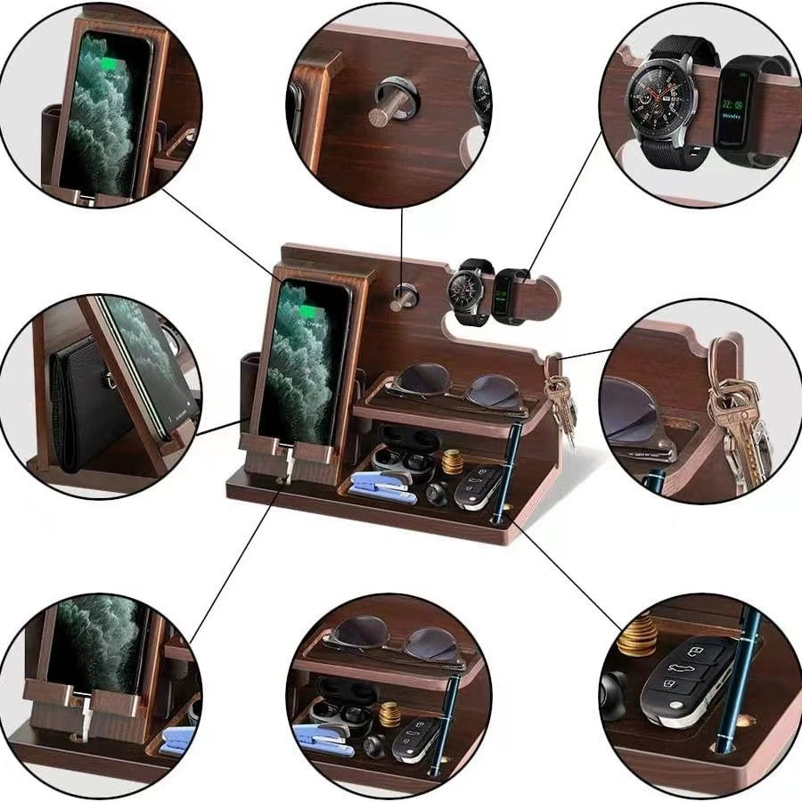 Support de bureau de téléphone en bois massif