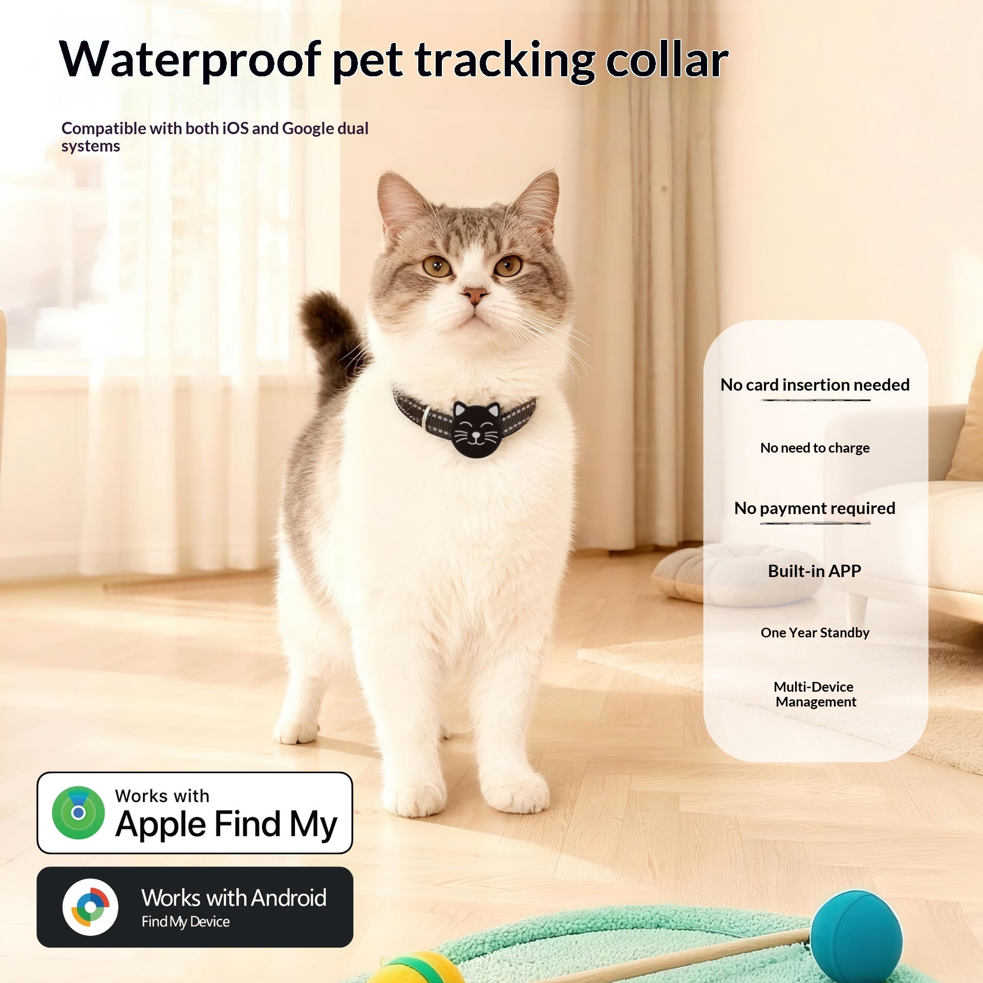 Smart GPT Pet Tracker Trouver Collier Anti-Lost Cat Locator Ajustable Sécurité Buckle Reflect