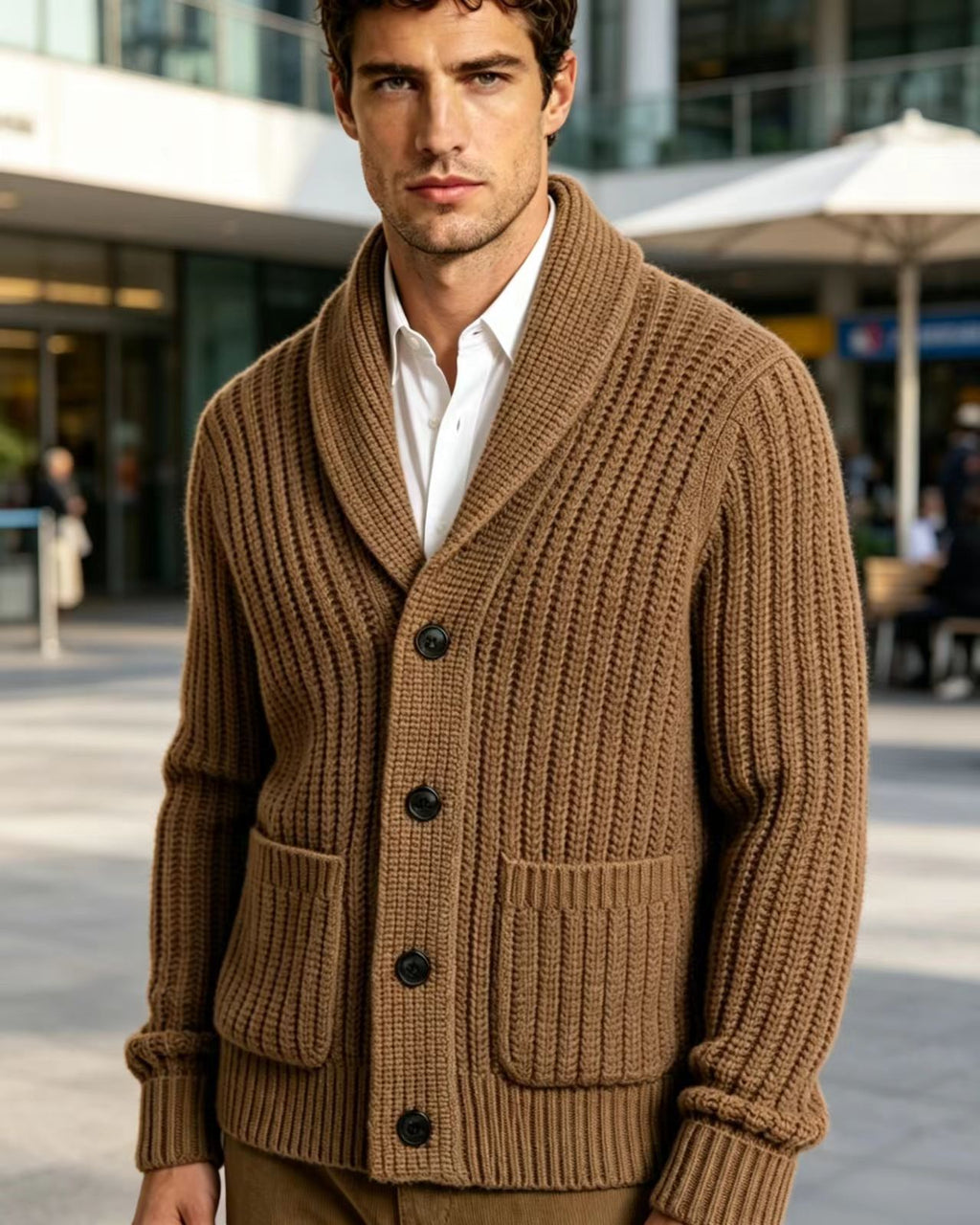 Veste de cardigan rayé pour hommes