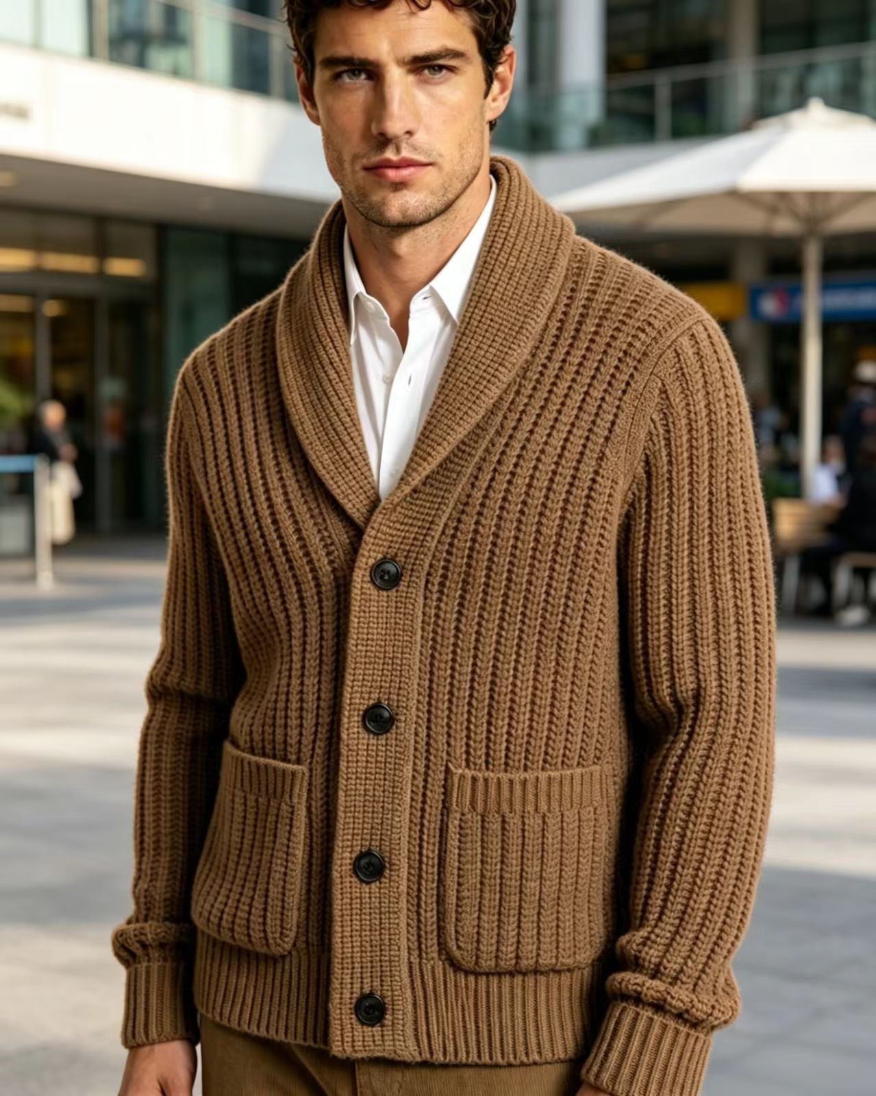 Veste de cardigan rayé pour hommes
